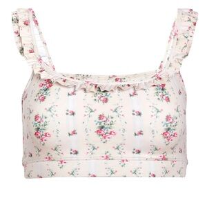 LoveShackFancy Cream Pink Floral Bandeau